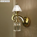 GobekUsa Contemporary Gold Finish Conic Wall Sconce with Crystal Draping - Metal Mount Light