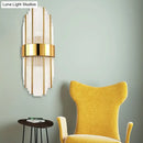 GobekUsa Contemporary Brass Wall Mounted Living Room Light with Clear Crystal Shade
