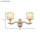 GobekUsa Contemporary Gold Wall Light with Clear Crystal Shade - Modernist 1/2-Head Cylinder Lamp