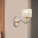 GobekUsa Contemporary Gold Wall Light with Clear Crystal Shade - Modernist 1/2-Head Cylinder Lamp
