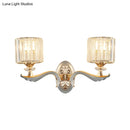 GobekUsa Contemporary Gold Wall Light with Clear Crystal Shade - Modernist 1/2-Head Cylinder Lamp