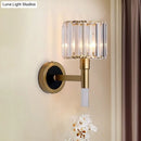GobekUsa Contemporary Gold Wall Mount Sconce with Clear K9 Crystal - Column Living Room Light
