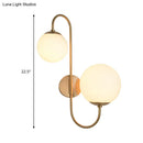 GobekUsa Contemporary Gold Metal Wall Sconce with Opal Glass Shade - 2 Bulb Arm Design