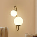 GobekUsa Contemporary Gold Metal Wall Sconce with Opal Glass Shade - 2 Bulb Arm Design