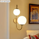 GobekUsa Contemporary Gold Metal Wall Sconce with Opal Glass Shade - 2 Bulb Arm Design