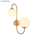 GobekUsa Contemporary Opal Glass Wall Sconce Light - Gold Mount - 2 Lights