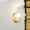 GobekUsa Contemporary Gold Wall Sconce: Maple Leaf Bedroom Wall Light with Clear Crystal, 1 Head Fixture