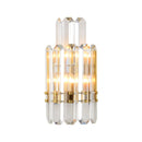 GobekUsa Contemporary Gold Wall Sconce with 2 Tiers Clear Crystal Prisms - Perfect for Restaurants