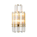 GobekUsa Contemporary Gold Wall Sconce with 2 Tiers Clear Crystal Prisms - Perfect for Restaurants