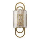 GobekUsa Contemporary Gold Wall Sconce with Tri-Sided Glass Rods - 2 Light Cylinder Fixture for Bedroom