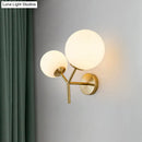 GobekUsa Contemporary White Glass Spherical Sconce with 2 Gold Heads - Wall Mounted Light Fixture