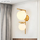 GobekUsa Contemporary White Glass Spherical Sconce with 2 Gold Heads - Wall Mounted Light Fixture