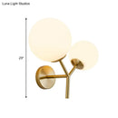 GobekUsa Contemporary White Glass Spherical Sconce with 2 Gold Heads - Wall Mounted Light Fixture