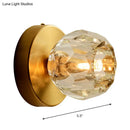 GobekUsa Contemporary Golden Wall Mount Lamp for Living Room with Faceted Glass Shade