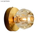GobekUsa Contemporary Golden Wall Mount Lamp for Living Room with Faceted Glass Shade