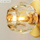 GobekUsa Contemporary Golden Wall Mount Lamp for Living Room with Faceted Glass Shade