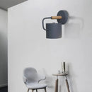 GobekUsa Contemporary Metal Wall Light Sconce - Cylindrical 5" W - Gray/White/Green - Mounts over Table