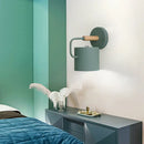 GobekUsa Contemporary Metal Wall Light Sconce - Cylindrical 5" W - Gray/White/Green - Mounts over Table