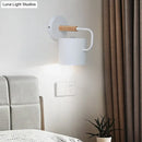 GobekUsa Contemporary Metal Wall Light Sconce - Cylindrical 5" W - Gray/White/Green - Mounts over Table