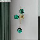 GobekUsa Contemporary Green/Clear Glass Globe Wall Sconce Lamp with 3 Lights in Brass