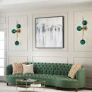 GobekUsa Contemporary Green/Clear Glass Globe Wall Sconce Lamp with 3 Lights in Brass