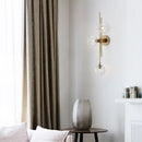 GobekUsa Contemporary Green/Clear Glass Globe Wall Sconce Lamp with 3 Lights in Brass