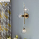 GobekUsa Contemporary Green/Clear Glass Globe Wall Sconce Lamp with 3 Lights in Brass