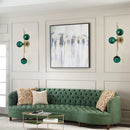 GobekUsa Contemporary Green/Clear Glass Globe Wall Sconce Lamp with 3 Lights in Brass