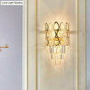GobekUsa Contemporary Grid Wall Mount Teardrop Crystal Light - 3 Lights - Black/Gold Sconce Lamp Fixture