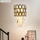 GobekUsa Contemporary Grid Wall Mount Teardrop Crystal Light - 3 Lights - Black/Gold Sconce Lamp Fixture