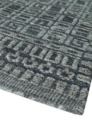 Contemporary Hand carved 8x10 Silver and Charcoal Traditional Geometrical Pattern Hand Knotted Wool Area Rug by The Rug Decor