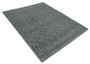 Contemporary Hand carved 8x10 Silver and Charcoal Traditional Geometrical Pattern Hand Knotted Wool Area Rug by The Rug Decor