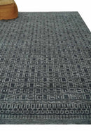 Contemporary Hand carved 8x10 Silver and Charcoal Traditional Geometrical Pattern Hand Knotted Wool Area Rug by The Rug Decor