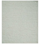 Contemporary High Low texture Hand knotted Ivory 8.6x9.10 wool Area Rug