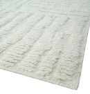 Contemporary High Low texture Hand knotted Ivory 8.6x9.10 wool Area Rug