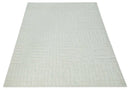 Contemporary High Low texture Hand knotted Ivory 8.6x9.10 wool Area Rug