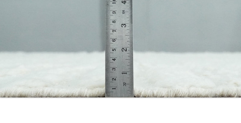 Contemporary High Low texture Hand knotted Ivory 8.6x9.10 wool Area Rug