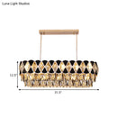 GobekUsa Contemporary Island Ceiling Lamp with Clear Crystal Prisms and Black Triangle Ornament