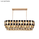 GobekUsa Contemporary Island Ceiling Lamp with Clear Crystal Prisms and Black Triangle Ornament