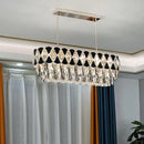 GobekUsa Contemporary Island Ceiling Lamp with Clear Crystal Prisms and Black Triangle Ornament