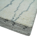 Contemporary Ivory and Gray 8.5x10.2 Stripes Pattern Hand knotted wool area rug by The Rug Decor