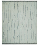 Contemporary Ivory and Gray 8.5x10.2 Stripes Pattern Hand knotted wool area rug by The Rug Decor