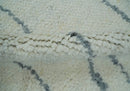 Contemporary Ivory and Gray 8.5x10.2 Stripes Pattern Hand knotted wool area rug by The Rug Decor