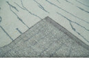 Contemporary Ivory and Gray 8.5x10.2 Stripes Pattern Hand knotted wool area rug by The Rug Decor