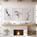 Abstract Mountain 3 Piece Wall Art. Black White Minimalist by Wall Art Set
