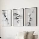 Abstract Mountain 3 Piece Wall Art. Black White Minimalist by Wall Art Set