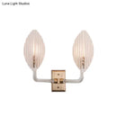 GobekUsa Contemporary Leaf Textured Glass Wall Sconce with Brass Backplate - 1/2 Lights for Living Room