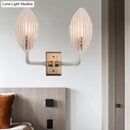 GobekUsa Contemporary Leaf Textured Glass Wall Sconce with Brass Backplate - 1/2 Lights for Living Room