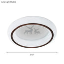 GobekUsa Contemporary LED Ceiling Lamp in White with Moon, Deer, and Hot Air Balloon Flush Light