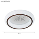 GobekUsa Contemporary LED Ceiling Lamp in White with Moon, Deer, and Hot Air Balloon Flush Light